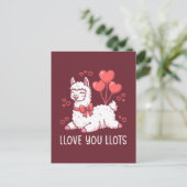 Llove You Llots - Kawaii Llama Valentine Briefkaart (Staand voorkant)