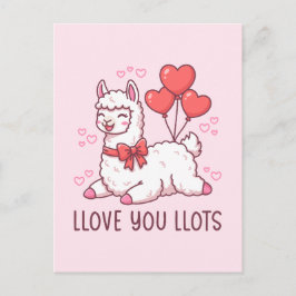 Llove You Llots - Kawaii Llama Valentine Briefkaart