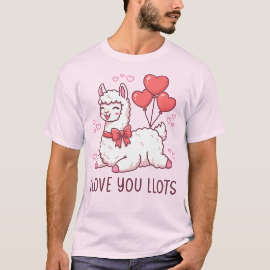 Llove You Llots - Kawaii Llama Valentine T-shirt (Voorkant)
