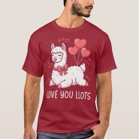 Llove You Llots - Kawaii Llama Valentine T-shirt (Voorkant)