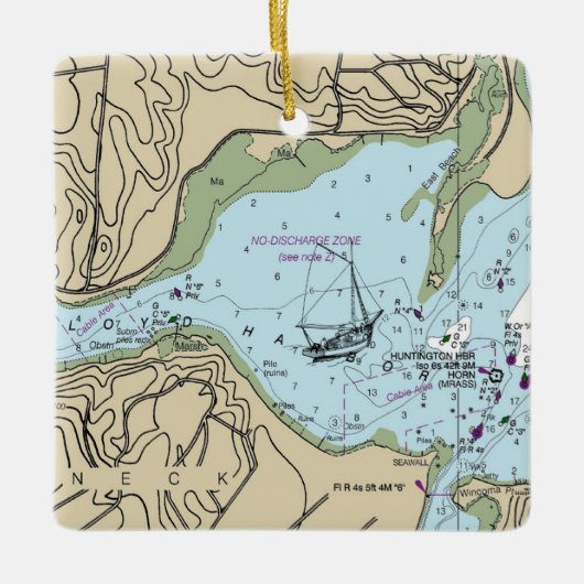 Lloyd Harbour NY Nautical Chart Keramisch Ornament (Voorkant)