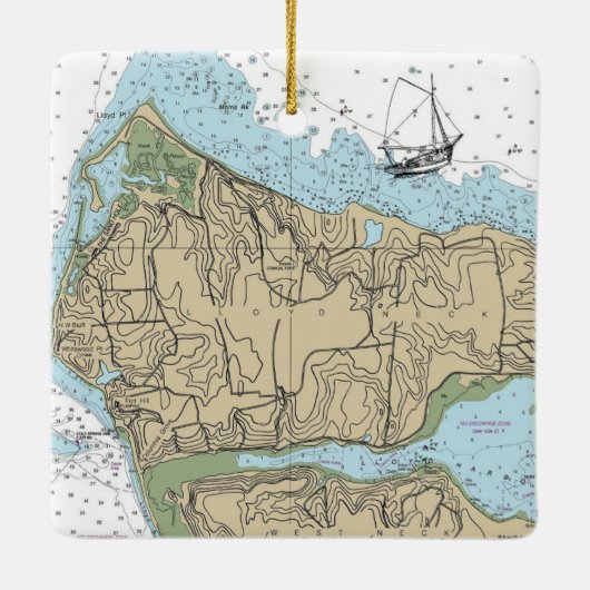 Lloyd Neck NY Kerstmis Keramisch Ornament (Achterkant)