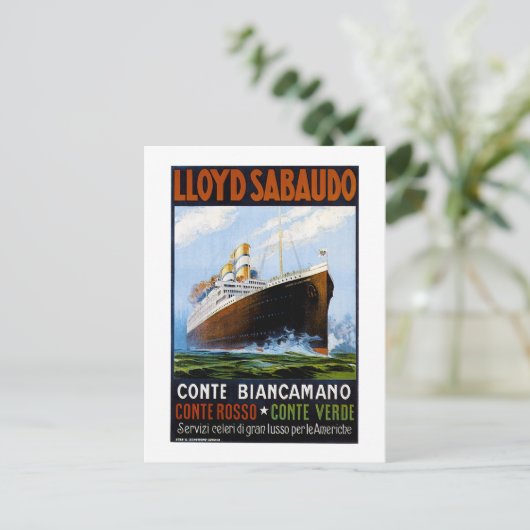 Lloyd Sabaudo  Ocean Liner Advertisement Briefkaart (Staand voorkant)