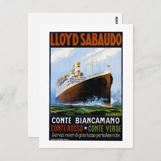 Lloyd Sabaudo Ocean Liner Advertisement Briefkaart (Voorkant / Achterkant)