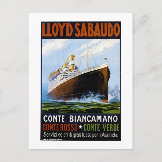 Lloyd Sabaudo  Ocean Liner Advertisement Briefkaart (Voorkant)