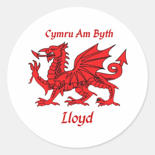 Lloyd Welsh Dragon Ronde Sticker (Voorkant)