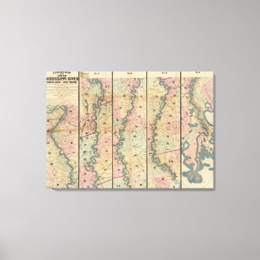 Lloyd's kaart van de benedenloop van de Mississipp Canvas Afdruk (Voorkant)