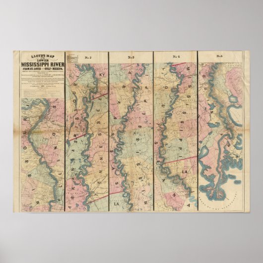 Lloyd's kaart van de benedenloop van de Mississipp Poster (Voorkant)