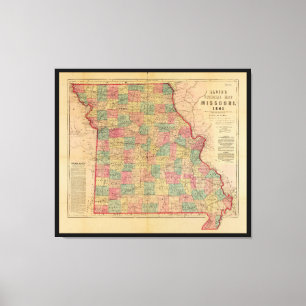 Lloyd's Offical Map of Missouri (1861) Canvas Afdruk