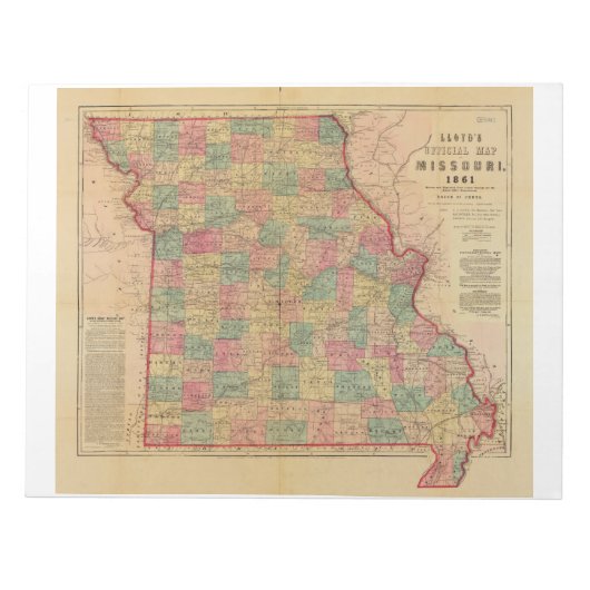 Lloyd's Offical Map of Missouri (1861) Notitieblok (Voorkant)