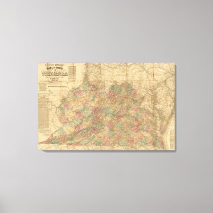 Lloyd's officiële kaart van de staat Virginia Canvas Afdruk