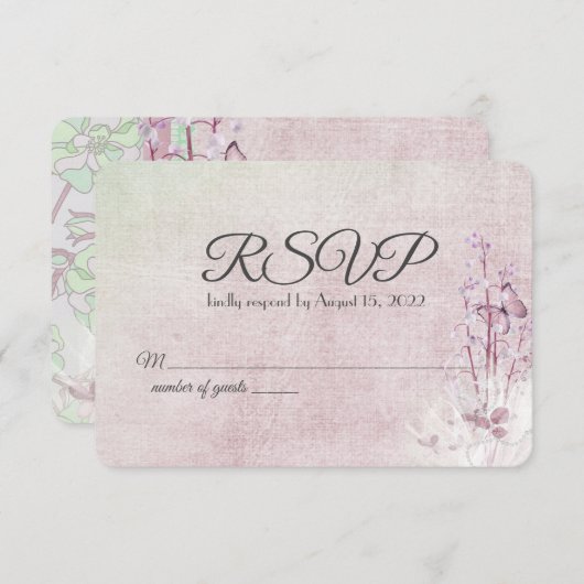 lly van de valleien bouquet en vlinder RSVP (Voorkant / Achterkant)