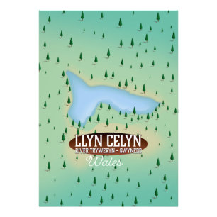 Llyn Celyn River Tryweryn in Gwynedd, Wales Foto Afdruk