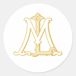LM of ML Monogram antiek sticker in goud