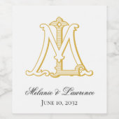 LM of ML Monogram antiek wijnlabel Wijn Etiket (Enkel label)