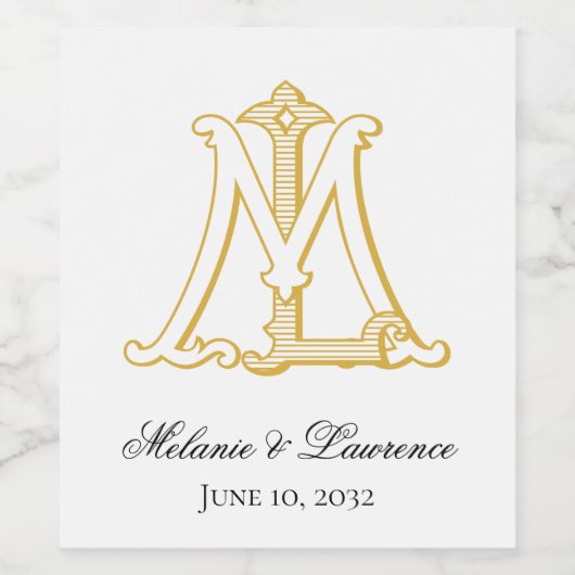 LM of ML Monogram  etiket antiek wijn (Enkel label)