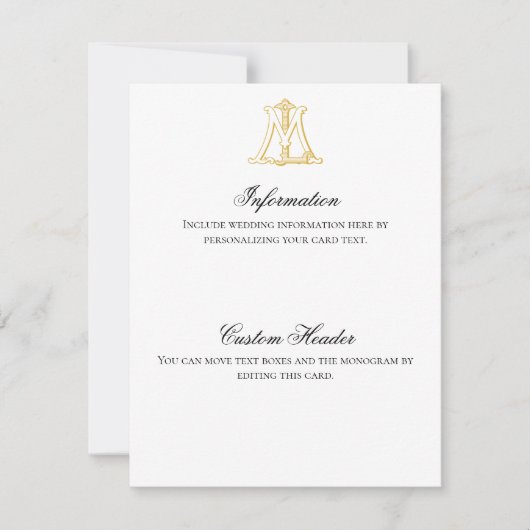 LM of ML Monogram informatiekaart - Goud Kaart (Voorkant)
