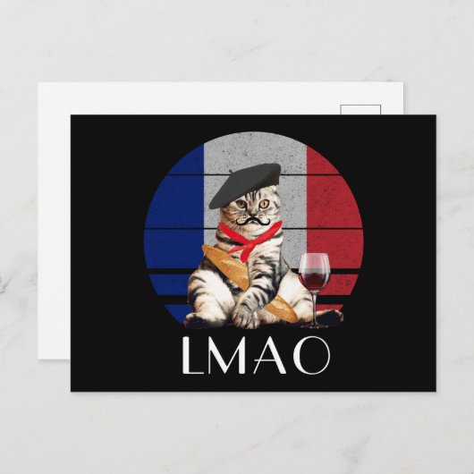 LMAO Le Meow Franse kat Briefkaart (Voorkant / Achterkant)