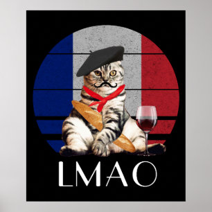 LMAO Le Meow Franse kat Poster