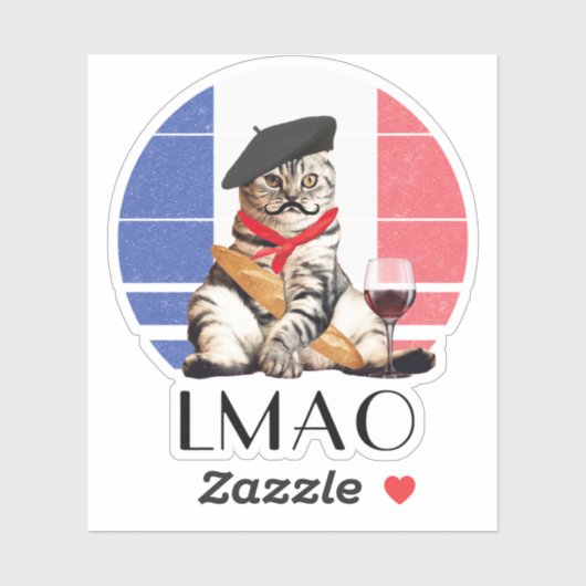 LMAO Le Meow Franse kat Sticker (Vel)