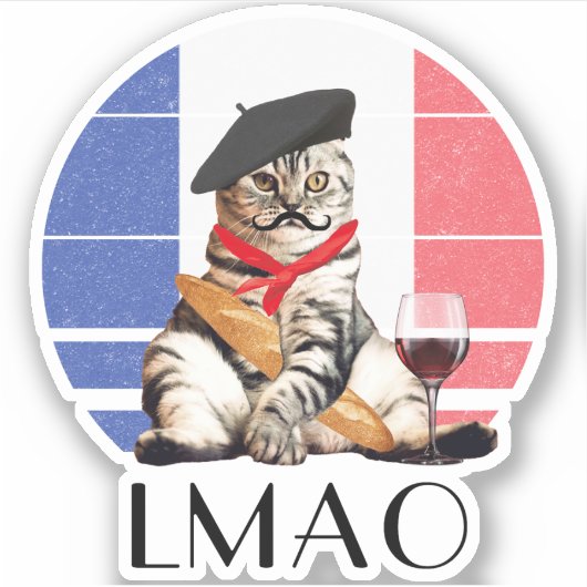 LMAO Le Meow Franse kat Sticker (Voorkant)