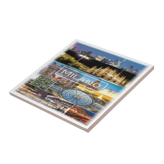 LMD003 MILAAN, Mozaïek, Lombardije, Italië, Tegeltje (Zijkant)