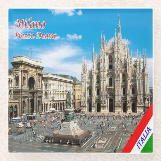 LMD011 MILAN, Piazza del Duomo Cathedral Glazen Onderzetter (Voorkant)