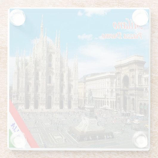 LMD011 MILAN, Piazza del Duomo Cathedral Glazen Onderzetter (Achterkant)