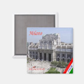 LMD013 MILAAN, Stazione Centrale, Italië, Koelkast Magneet (Voorkant / Achterkant)