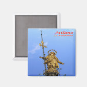 LMD014 MILAAN, Madonnina Standbeeld, Italië, Koelk Magneet (Voorkant / Achterkant)