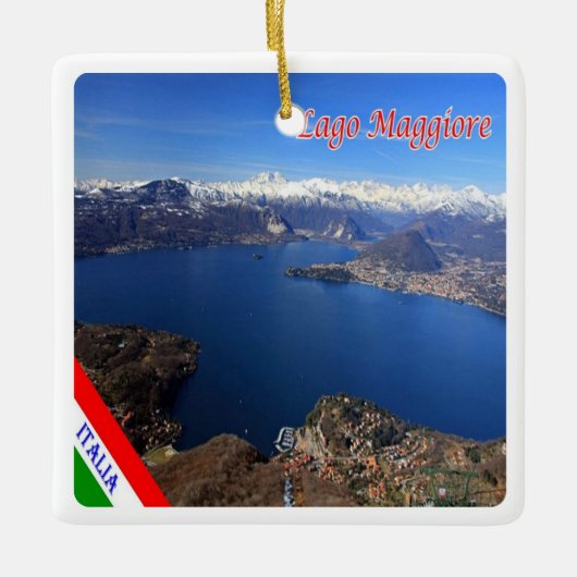 LMD077 LAKE MAGGIORE Aerial Uitzicht, Italië Keramisch Ornament (Voorkant)