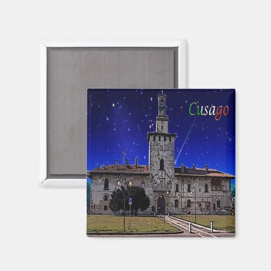 LMD083 CUSAGO, Kasteel, Lombardije, Italië, Koelka Magneet (Voorkant / Achterkant)