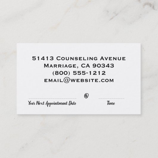 LMFT met vergunning voor huwelijk en familierapist Visitekaartje (Achterkant)