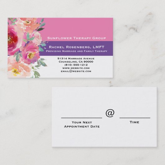 LMFT toegelaten huwelijk en familierapist Visitekaartje (Voorkant / Achterkant)