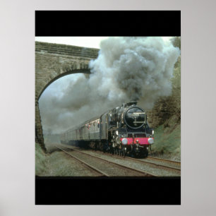 LMS klasse 5 blasten langs de Settle_Steam Trains Poster