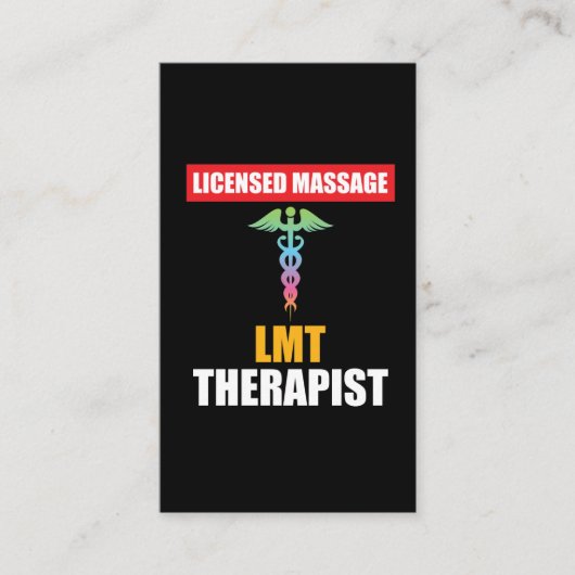 LMT Licence Massage Therapist Caduceus Visitekaartje (Voorkant)