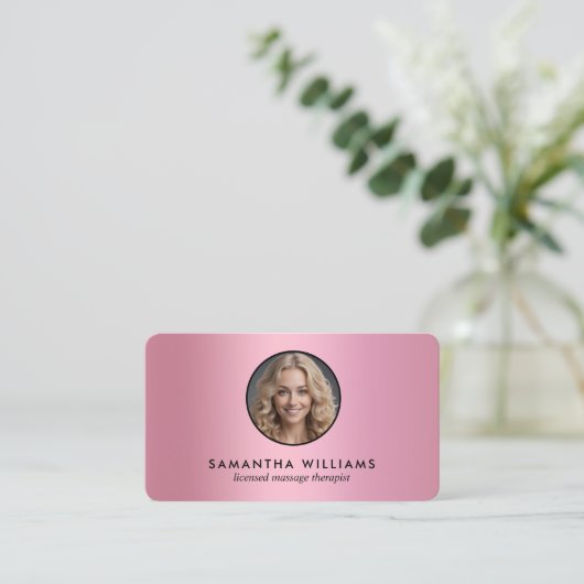 LMT Massage Therapeut Aangepaste QR Foto Visitekaartje (Staand voorkant)