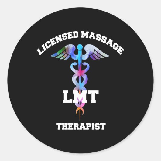 LMT Massagetherapeut Caduceus Ronde Sticker (Voorkant)