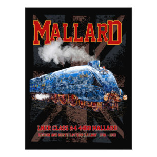 LNER Class A4 Mallard locomotief Union Jack vlag Foto Afdruk