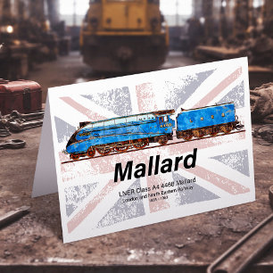 LNER Class A4 Mallard locomotiefprofiel met vlag Bedankkaart