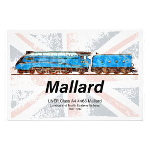 LNER Class A4 Mallard locomotiefprofiel met vlag Foto Afdruk