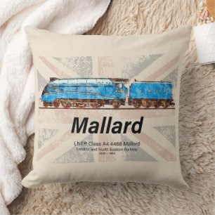 LNER Class A4 Mallard-locomotiefprofiel met vlag Kussen