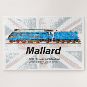 LNER Class A4 Mallard locomotiefprofiel met vlag Legpuzzel