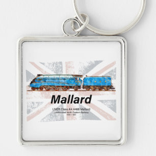 LNER Class A4 Mallard locomotiefprofiel met vlag Sleutelhanger