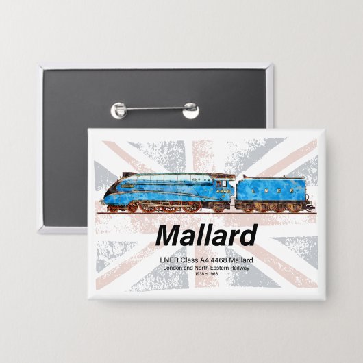 LNER Class A4 Mallard locomotive profile with flag Button (Voorkant / Achterkant)