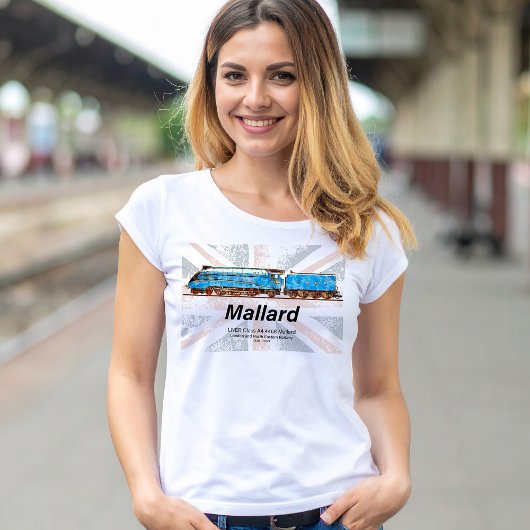 LNER Class A4 Mallard locomotive profile with flag T-shirt
