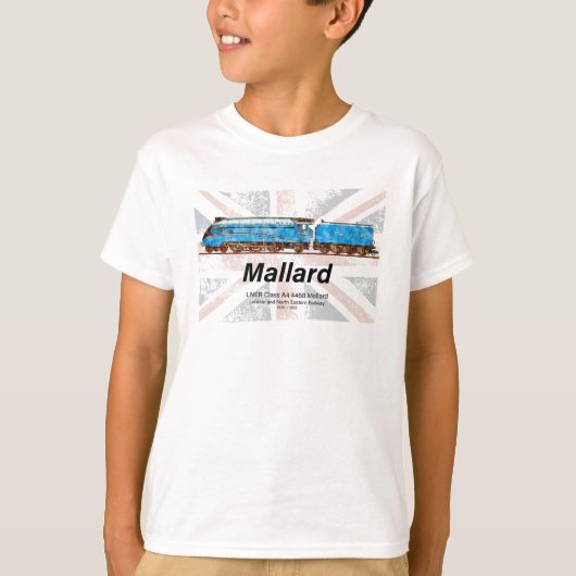 LNER Class A4 Mallard locomotive profile with flag T-shirt (Voorkant)