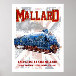 LNER Class A4 Mallard locomotive Union Jack flag Poster