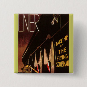 LNER Flying Scotsman Vierkante Button 5,1 Cm