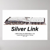 LNER Klasse A4 2509 Silver Link stoomlocomotief Poster (Voorkant)